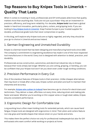 Top Reasons to Buy Knipex Tools in Limerick – Quality That Lasts
