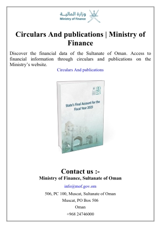 Circulars And publications Ministry of Finance
