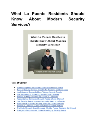 What La Puente Residents Should Know About Modern Security Services?