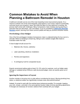 Bathroom Remodeling Houston 1