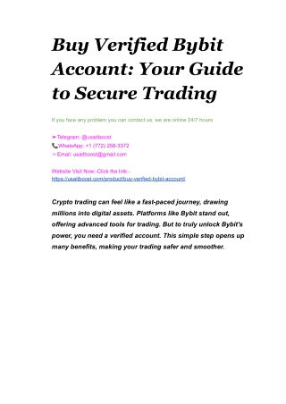 Buy Verified Bybit Accounts - 100% Kyc Verified & Safe... usaitboost.com