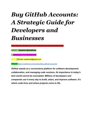 Buy Old GitHub Accounts _ Reliable & 100% Best Accounts