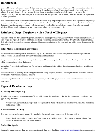 Reinforced Bags: Resilience with a Touch of Beauty