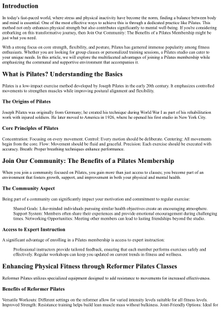 Join Our Community: The Benefits of a Pilates Membership