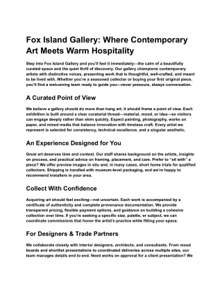 Fox Island Gallery_ Where Contemporary Art Meets Warm Hospitality