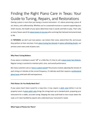 Finding the Right Piano Care in Texas