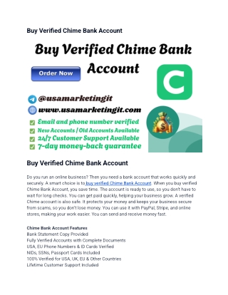 Buy Verified Chime Bank Account