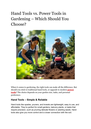 Hand Tools vs. Power Tools in Gardening – What’s Right for You?