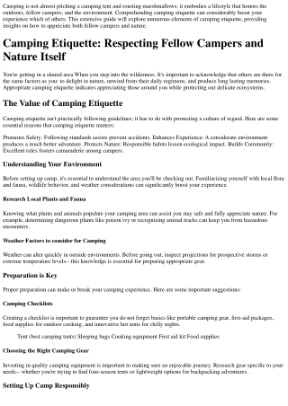 Camping Etiquette: Respecting Fellow Campers and Nature Itself
