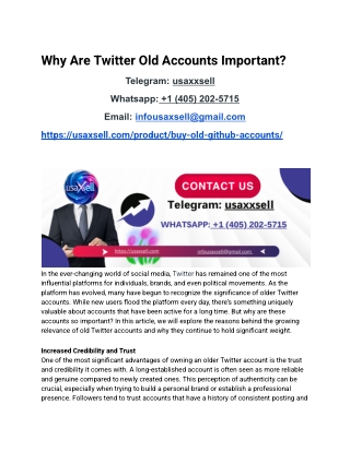 Why Are Twitter Old Accounts Important