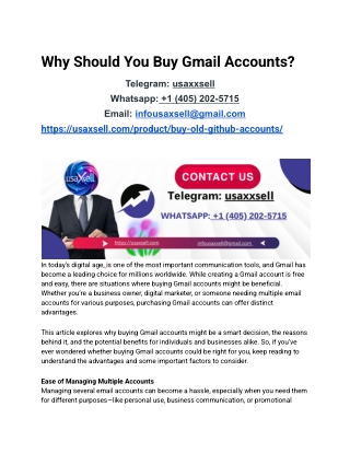 Why Should You Buy Gmail Accounts