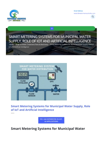 Smart Metering Systems for Municipal Water Supply, Role of IoT and Artificial Intelligence