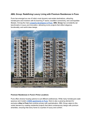 ABIL Group_ Redefining Luxury Living with Premium Residences in Pune