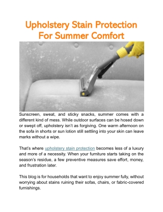 Upholstery Stain Protection For Summer Comfort