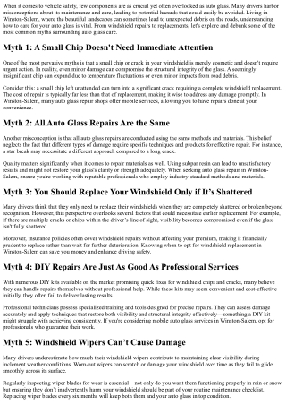 Debunking Common Misconceptions About Autoglass Care And Maintenance.