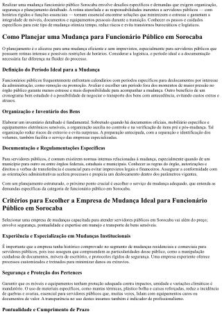 Mudança funcionário público Sorocaba: solução rápida e segura para você