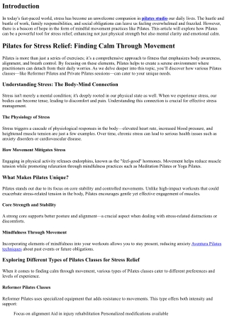 Pilates for Stress Relief: Finding Calm Through Movement