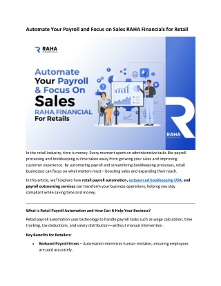 Automate Your Payroll and Focus on Sales RAHA Financials for Retail