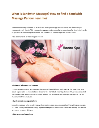 What is Sandwich Massage How to find a Sandwich Massage Parlour near me