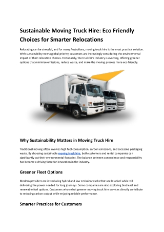 Sustainable Moving Truck Hire_ Eco Friendly Choices for Smarter Relocations