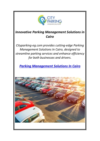 Innovative Parking Management Solutions in Cairo