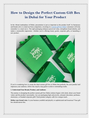 How to Design the Perfect Custom Gift Box in Dubai for Your Product