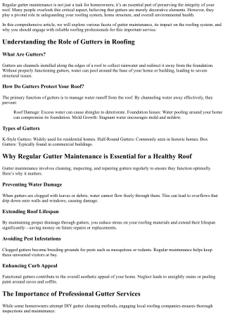 Why Regular Gutter Maintenance is Essential for a Healthy Roof