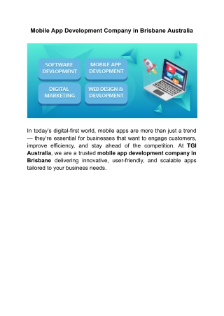 Mobile App Development Company in Brisbane Australia