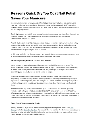 Quick Dry Top Coat Nail Polish