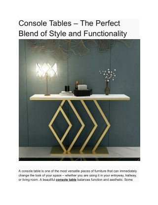 Console Tables – The Perfect Blend of Style and Functionality - Google Docs