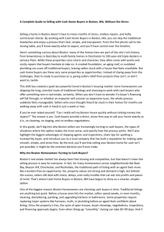 Cash Home Buyers in Boston