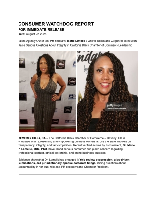 Chamber President Marie Lemelle Under Fire for Yelp Review Suppression and Alias