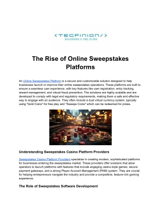 The Rise of Online Sweepstakes Platforms