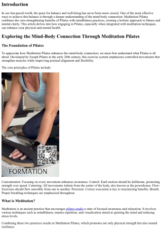 Exploring the Mind-Body Connection Through Meditation Pilates