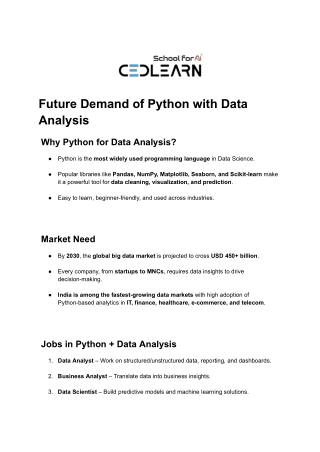 Best Data Analysis Course in Hyderabad - Learn Python for Data Analysis at Cedlearn