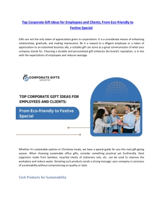 Top Corporate Gift Ideas for Employees and Clients - From Eco-friendly to Festive Special