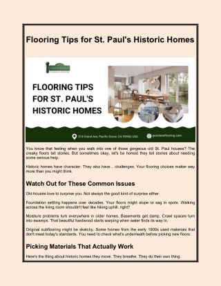 Flooring Tips for St. Paul's Historic Homes