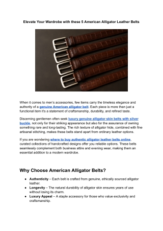 Elevate Your Wardrobe with these 5 American Alligator Leather Belts