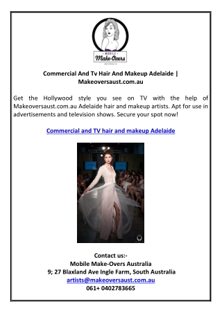 Commercial And Tv Hair And Makeup Adelaide | Makeoversaust.com.au