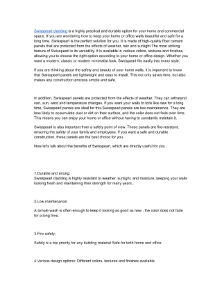 Swisspearl Cladding: Safe, Stylish, and Provided by Better Life Ltd.