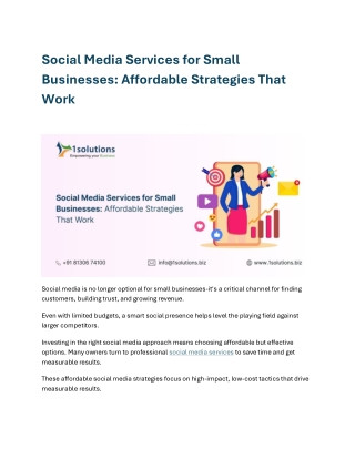 Social Media Services for Small Businesses Affordable Strate