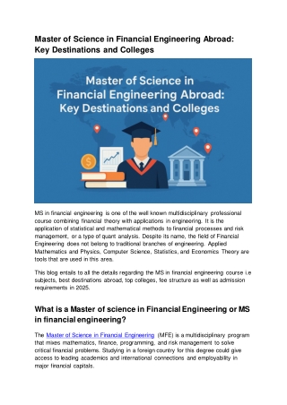 Master of Science in Financial Engineering Abroad_ Key Destinations and Colleges