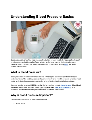 Understanding Blood Pressure Basics