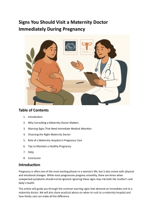 Signs You Should Visit a Maternity Doctor Immediately During Pregnancy