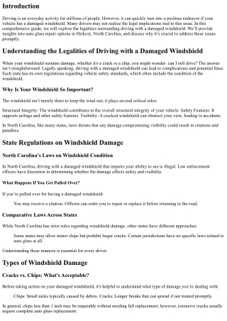 Understanding the Legalities of Driving with a Damaged Windshield