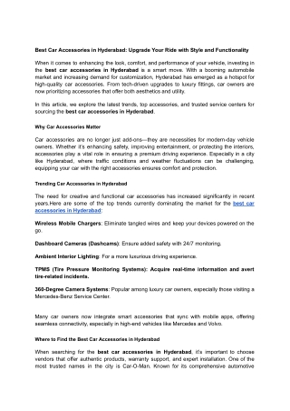 Best Car Accessories in Hyderabad_ Upgrade Your Ride with Style and Functionality