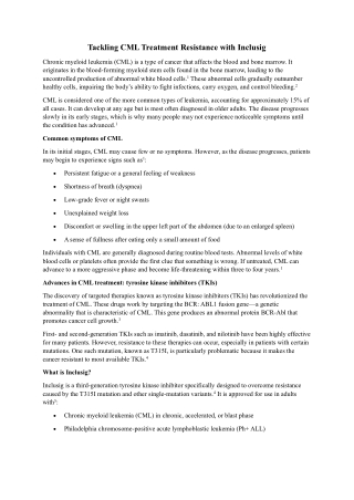 Tackling CML Treatment Resistance with Inclusig