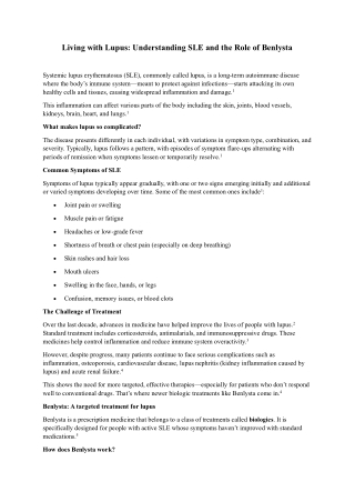 Living with Lupus Understanding SLE and the Role of Benlysta