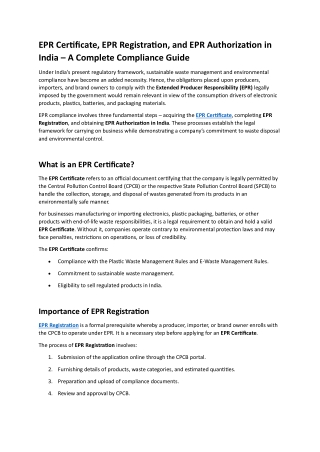 EPR Certificate, EPR Registration, and EPR Authorization in India – A Complete Compliance Guide