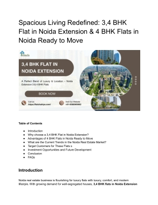 Spacious Living Redefined_ 3,4 BHK Flat in Noida Extension & 4 BHK Flats in Noida Ready to Move